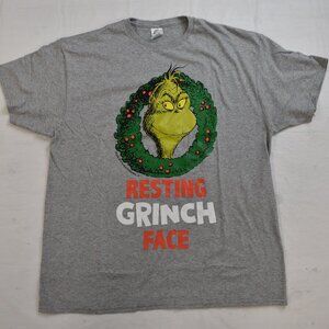 Dr. Seuss The Grinch Mens Resting Grinch Face Funny Christmas Shirt New XL
